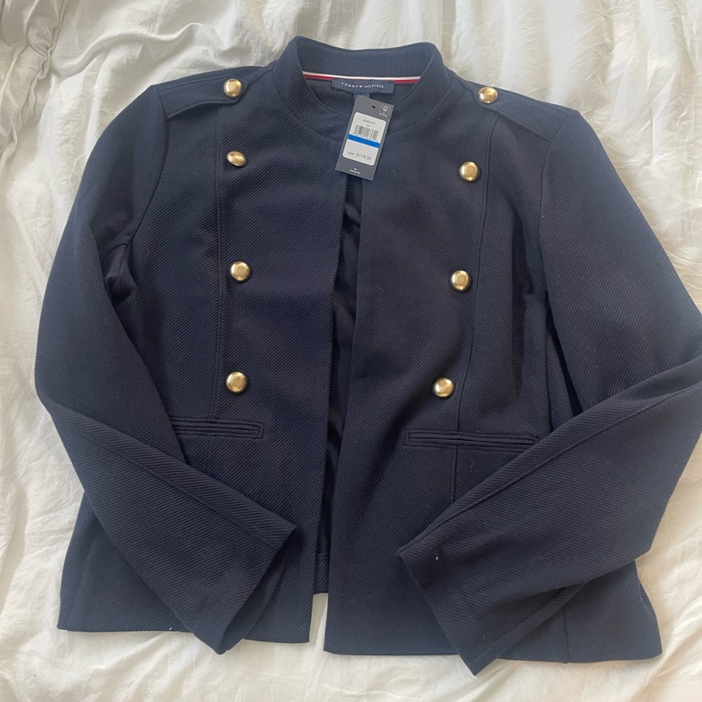 Tommy Hilfiger Blue and Gold Blazer with Military Flair